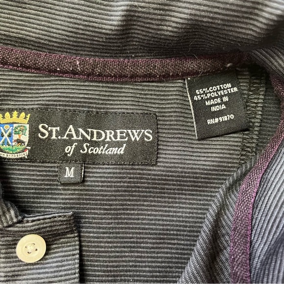 St. Andrews Of Scotland Golf Polo Black/Grey Embroidered Logo Shirt - Picture 4 of 10